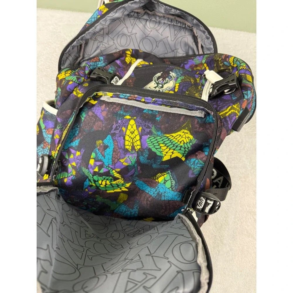 Milwaukee Bucks Giannis Antetokounmpo 34 Backpack NBA Multi Color Geometric Bag